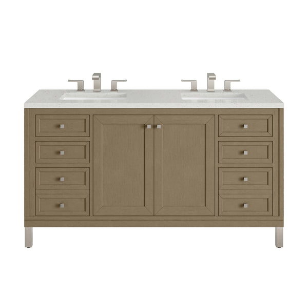 James Martin Chicago 60" Double Bathroom Vanity, Walnut Whisper