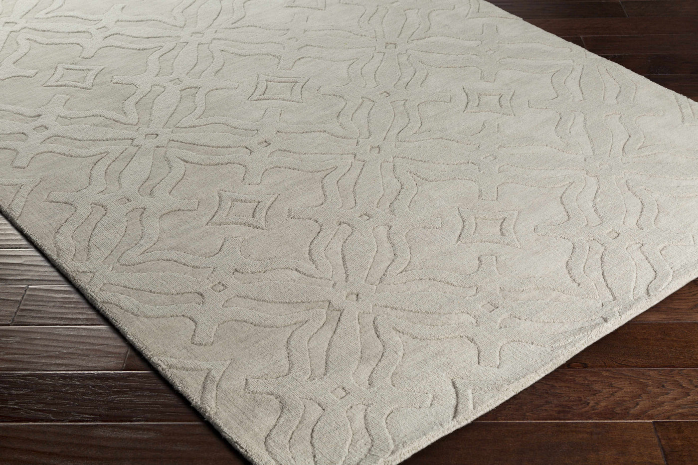 Fyffe Embossed Beige Wool Area Rug by Boutique Rugs