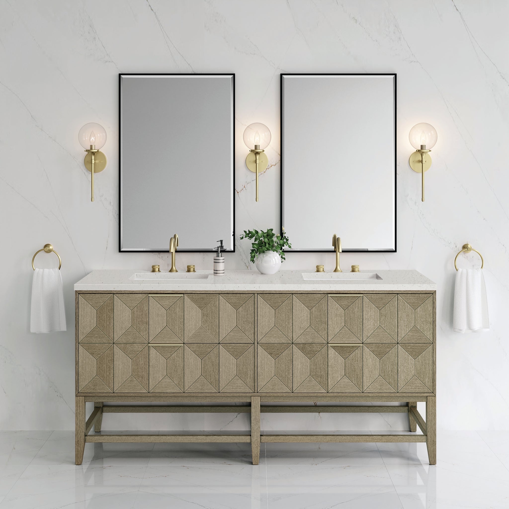 James Martin Emmeline 72" Double Bathroom Vanity, Pebble Oak, view 29