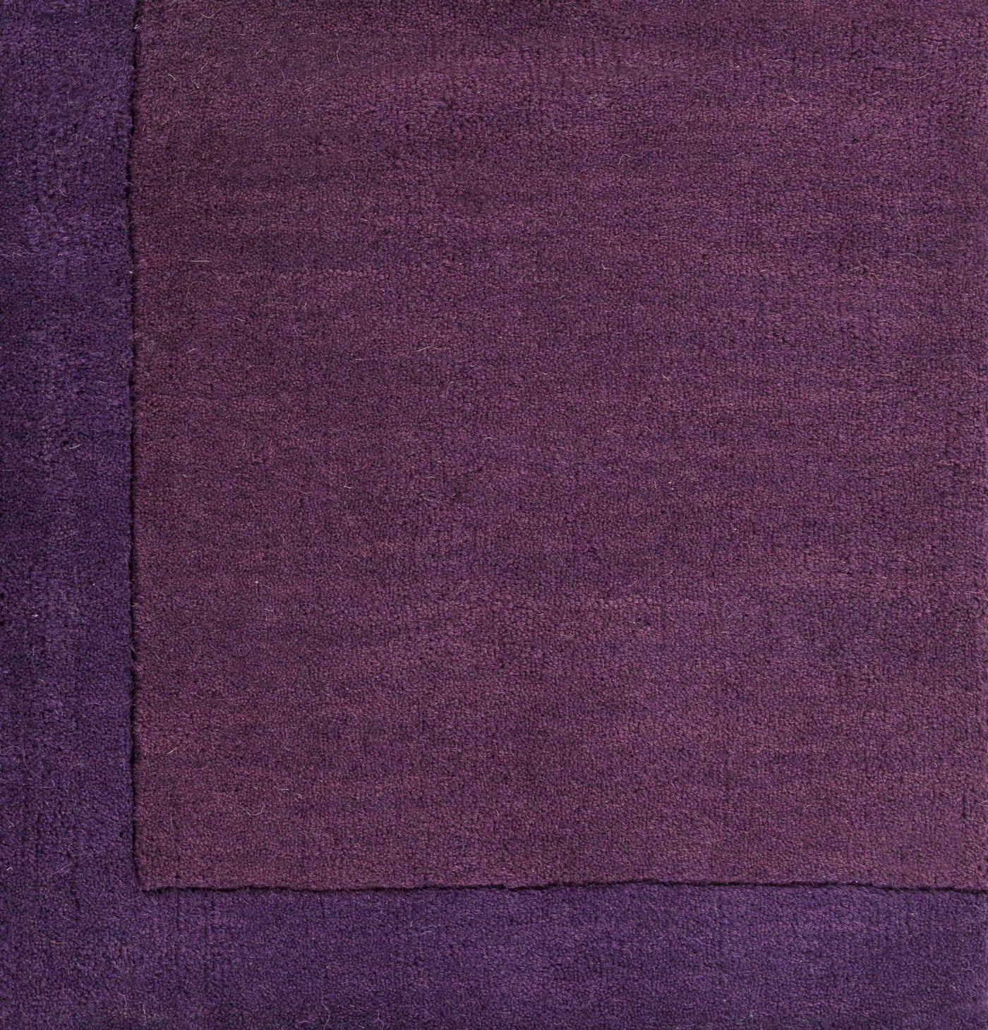Bordered Solid Plum Purple Wool Rug by Boutique Rugs