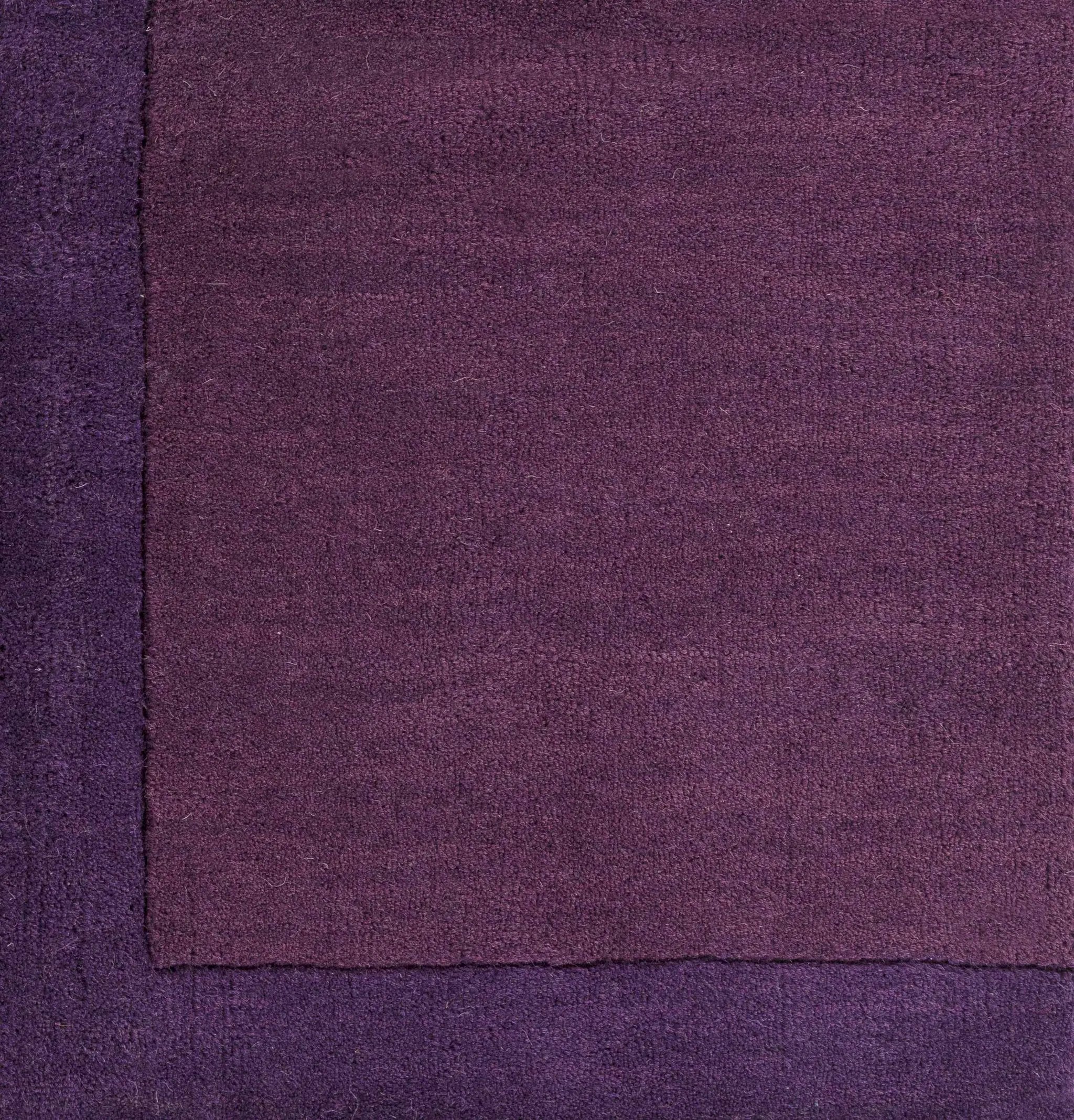 Bordered Solid Plum Purple Wool Rug by Boutique Rugs