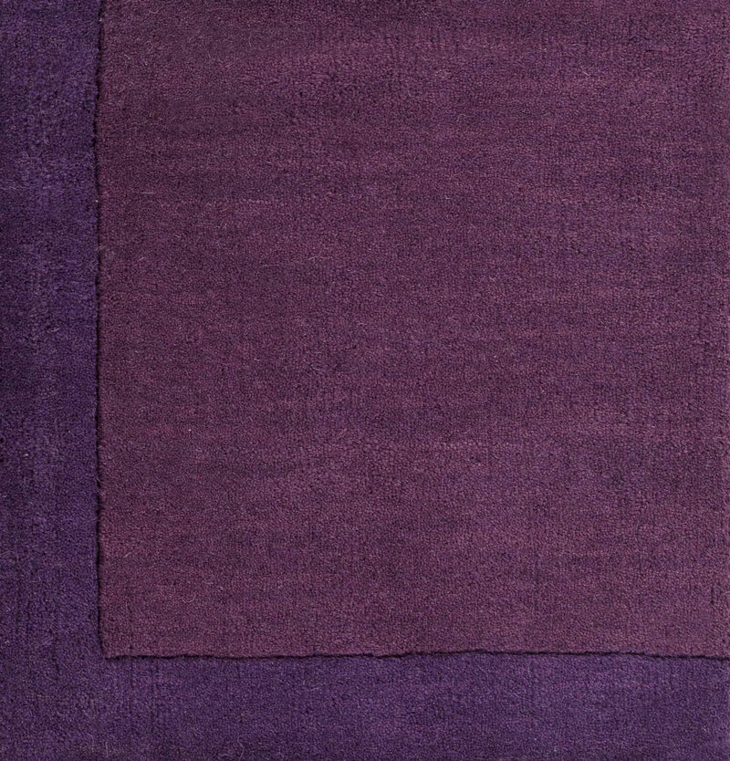 Bordered Solid Plum Purple Wool Rug by Boutique Rugs