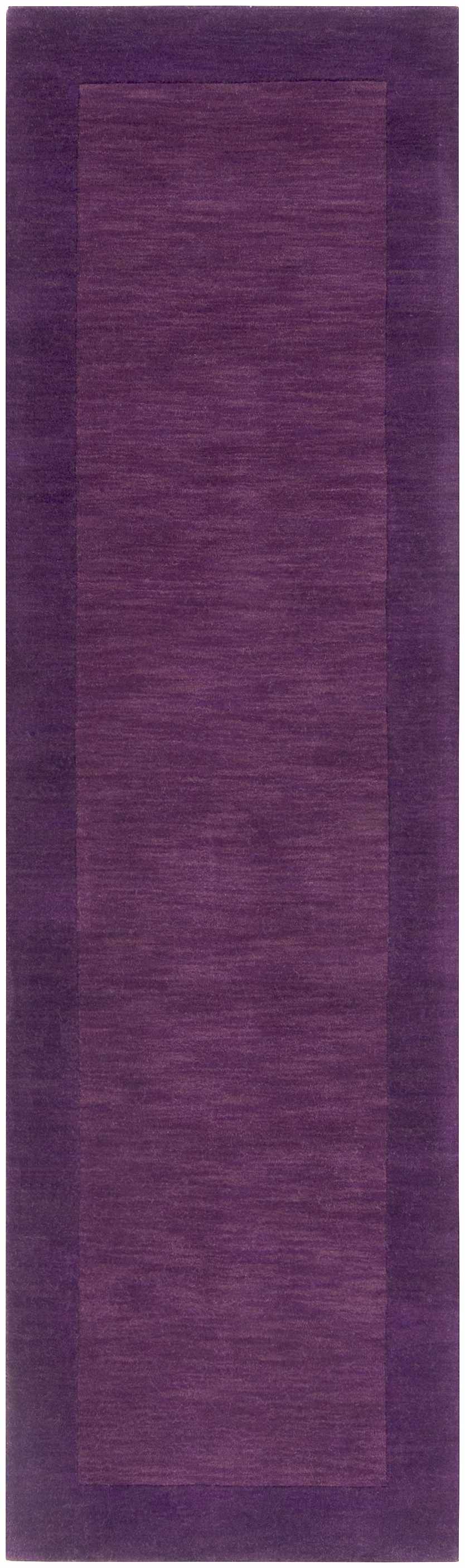 Bordered Solid Plum Purple Wool Rug by Boutique Rugs