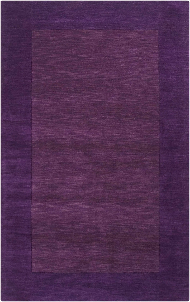 Bordered Solid Plum Purple Wool Rug by Boutique Rugs