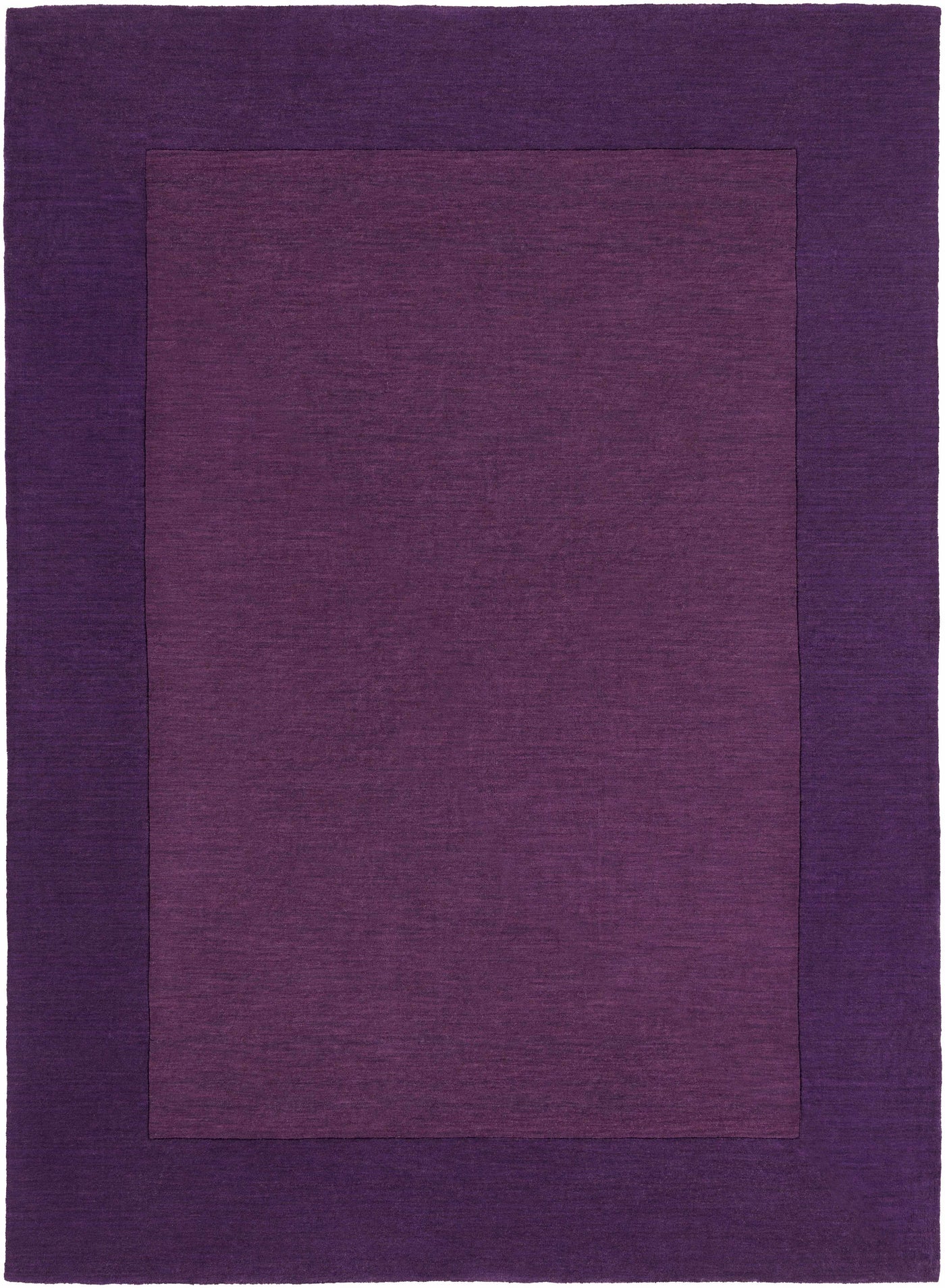 Bordered Solid Plum Purple Wool Rug by Boutique Rugs