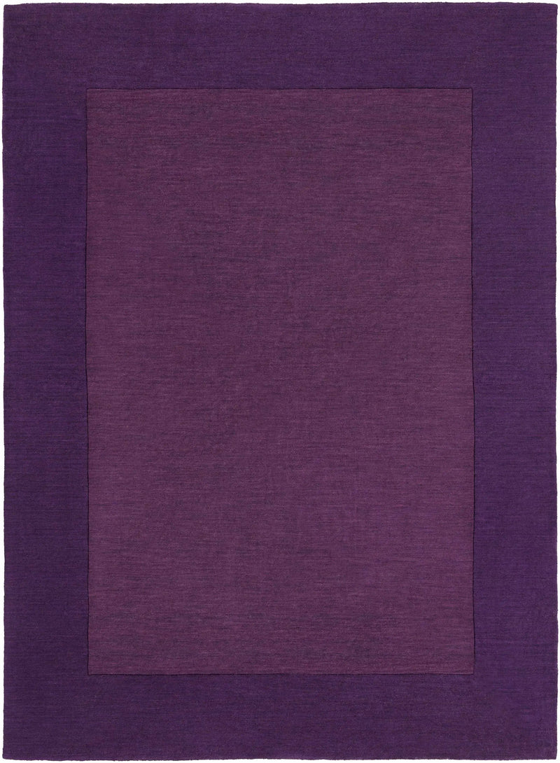 Bordered Solid Plum Purple Wool Rug by Boutique Rugs