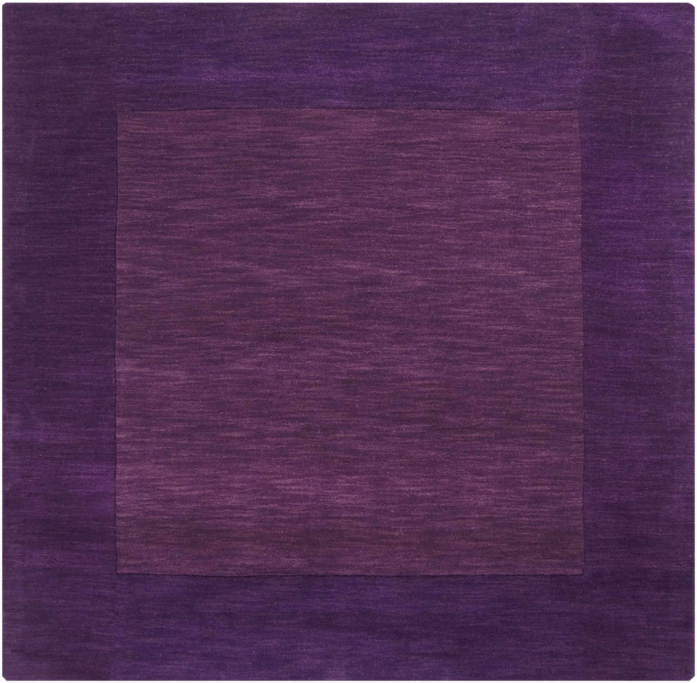Bordered Solid Plum Purple Wool Rug by Boutique Rugs