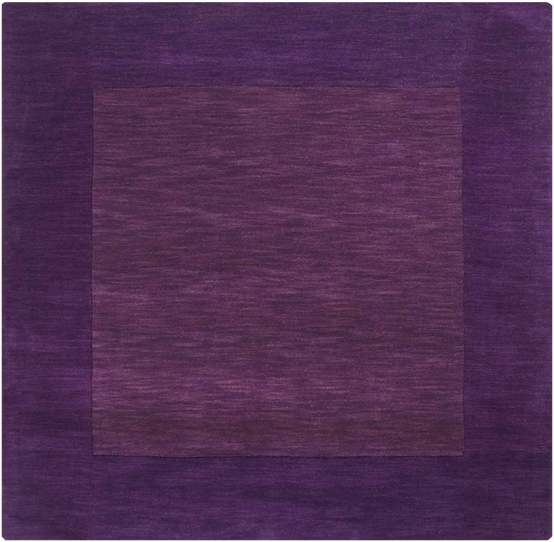 Bordered Solid Plum Purple Wool Rug by Boutique Rugs