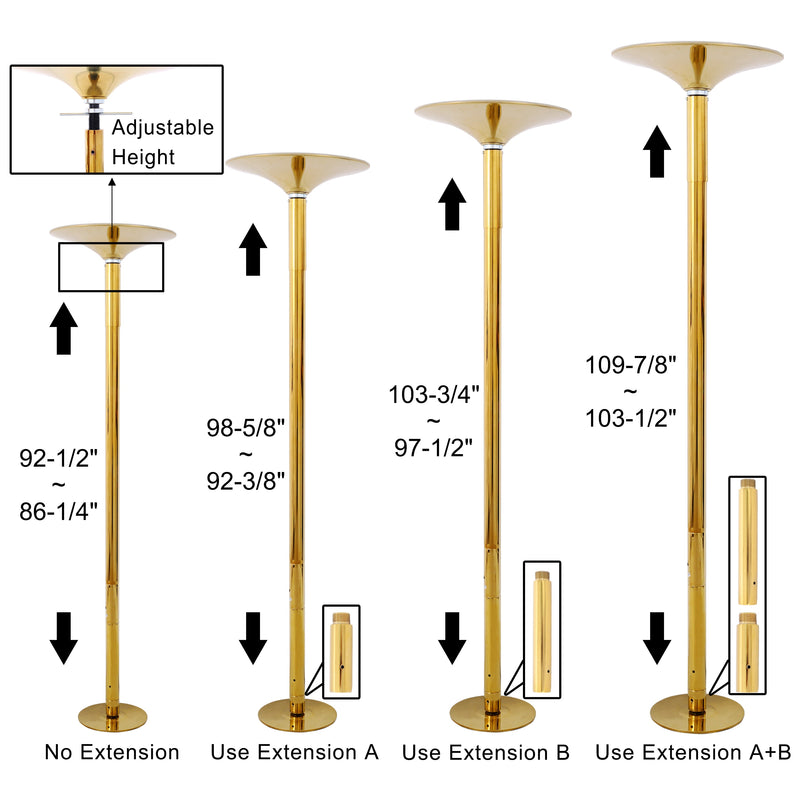 Dance Pole Spinning Static Dancing Pole Portable Removable for Home Club Bar Gym 86.2-109.8" Height Adjustable  Weight Capacity 440lb, photo 2 of 10