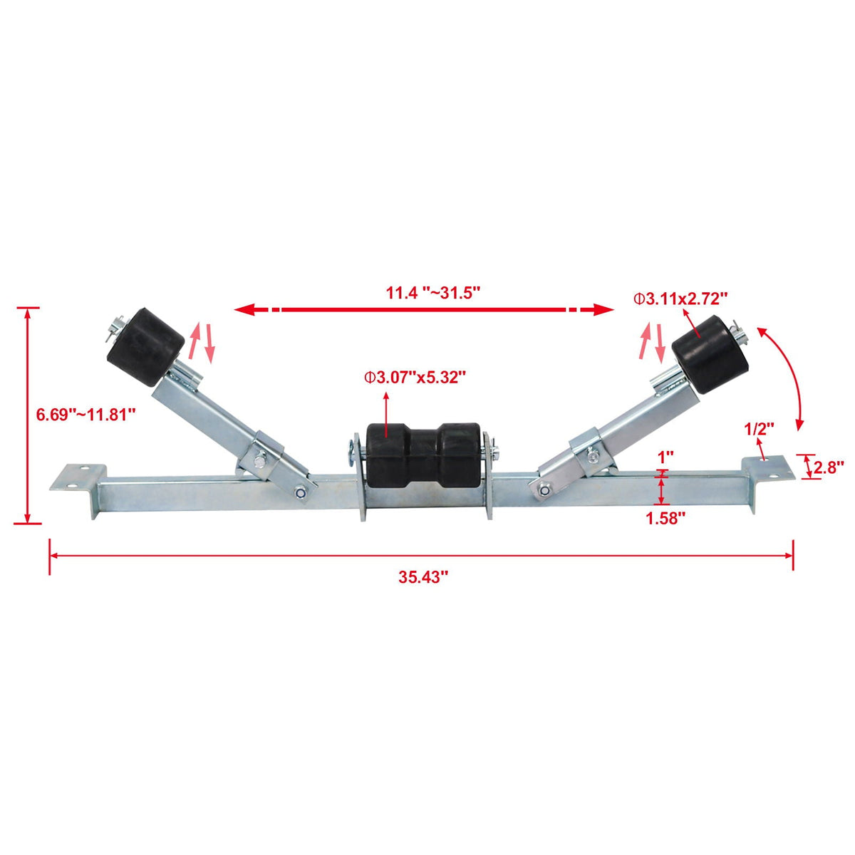 Heavy Duty Boat Trailer Support Bracket with Keel Rollers, photo 2 of 6
