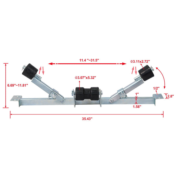 Heavy Duty Boat Trailer Support Bracket with Keel Rollers, photo 2 of 6