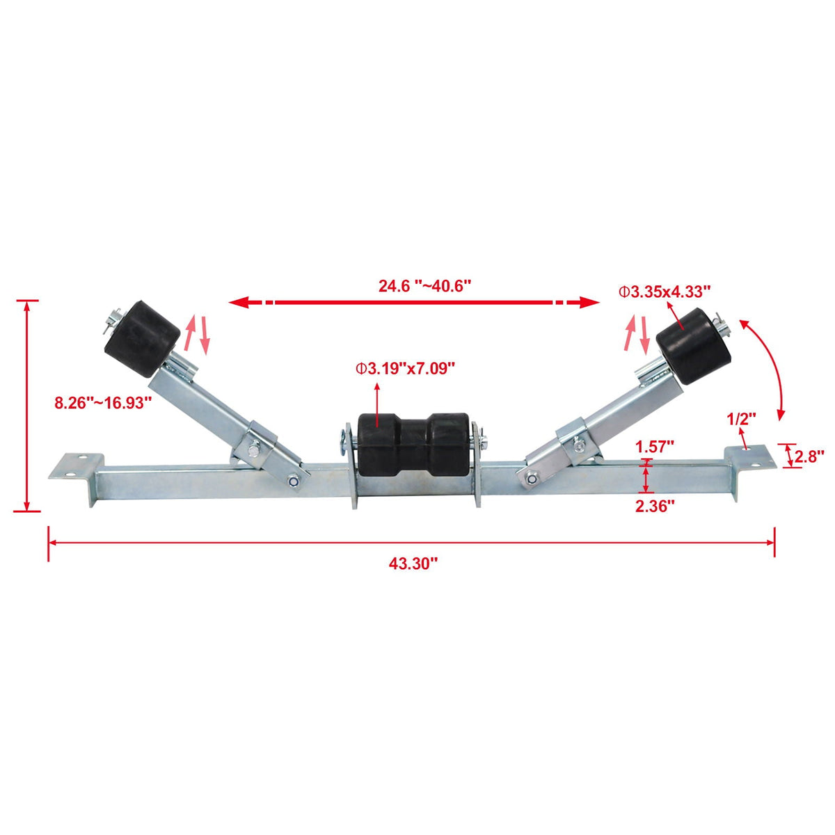Heavy Duty Boat Trailer Support Bracket with Keel Rollers, photo 4 of 6