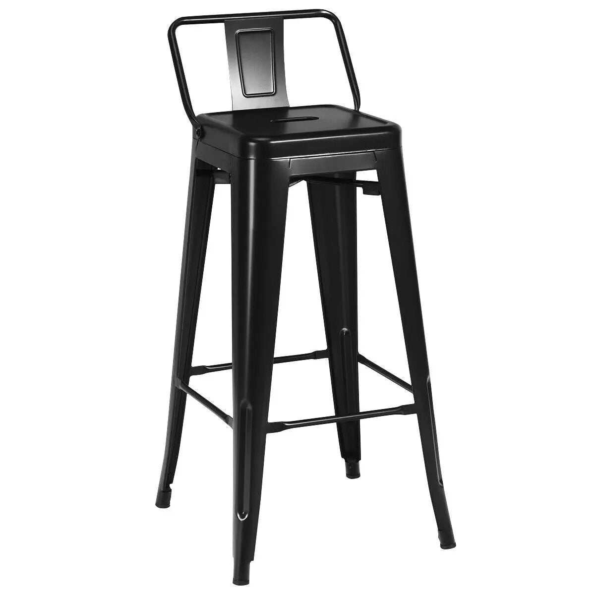 30 Inch Set of 4 Metal Counter Height Barstools with Low Back and Rubber Feet by DirectDeals