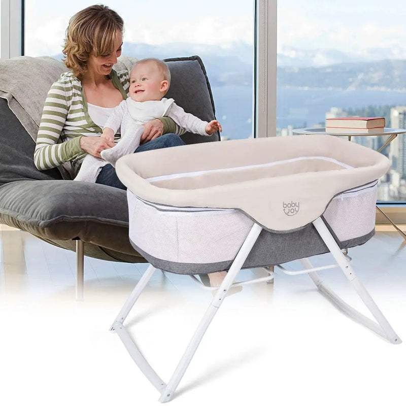 Portable Newborn Rocking Foldaway Baby Bassinet Crib-Gray by DirectDeals