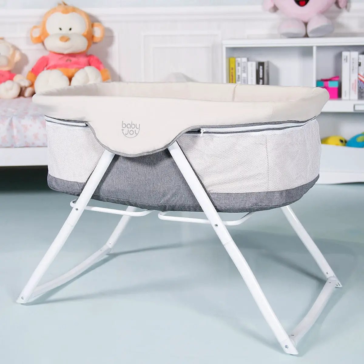 Portable Newborn Rocking Foldaway Baby Bassinet Crib-Gray by DirectDeals