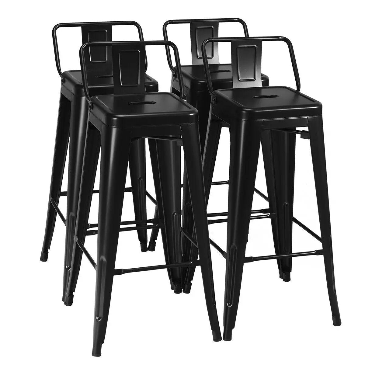 30 Inch Set of 4 Metal Counter Height Barstools with Low Back and Rubber Feet by DirectDeals