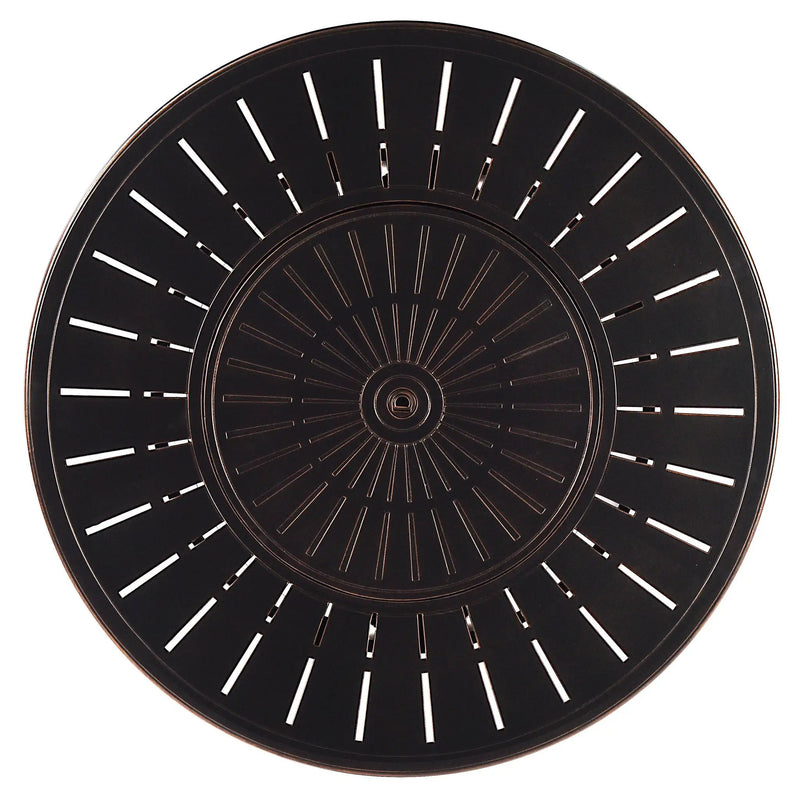 Aluminum 44-in Round Patio Fire Table Set with Swivel Rocking Chairs by Sharicks