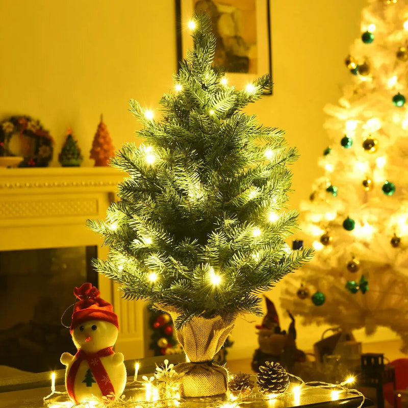24 Inch Tabletop Fir Artificial Christmas Tree with LED Lights by DirectDeals