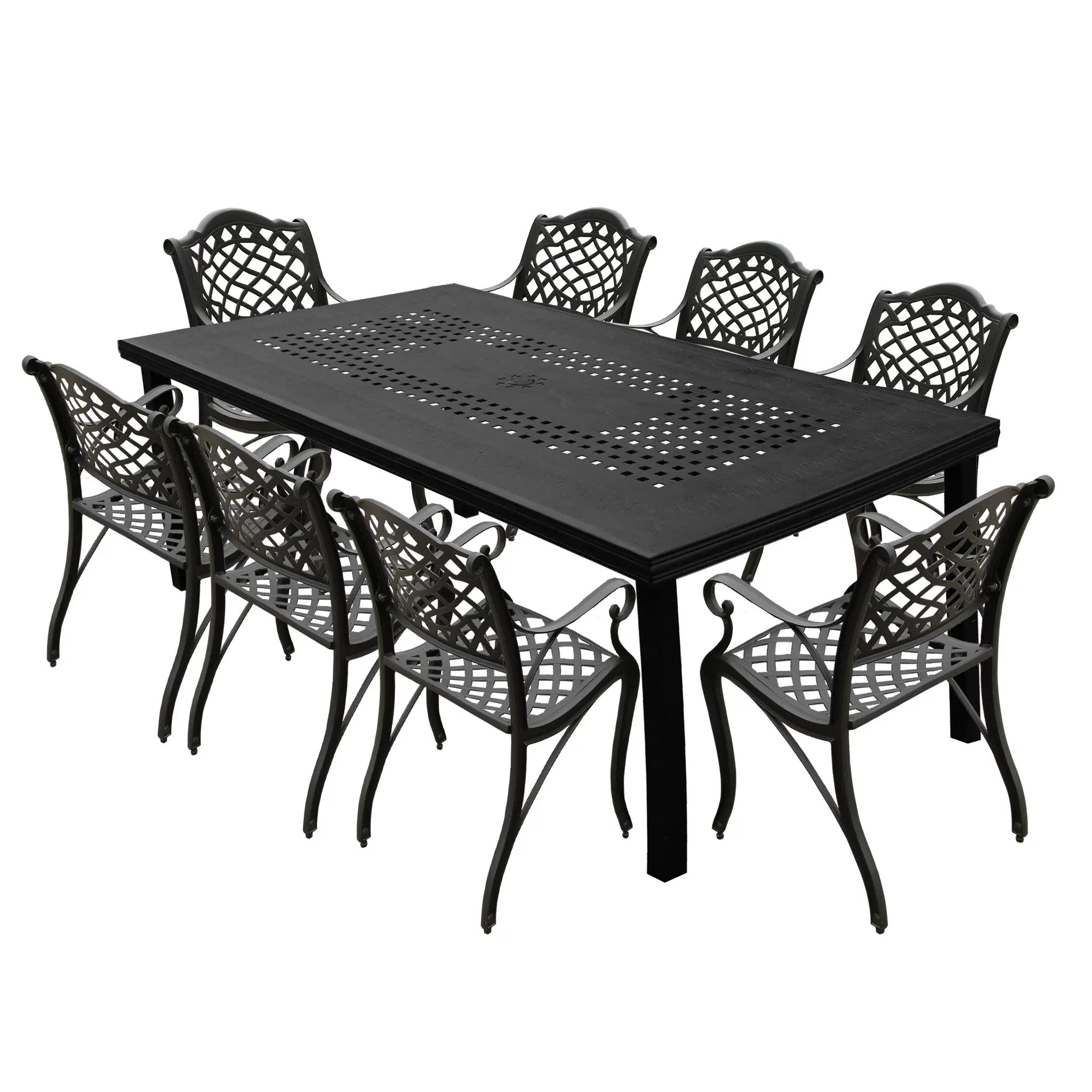 Outdoor Aluminum 9pc Rectangular Patio Dining Set with Eight Chairs by Sharicks