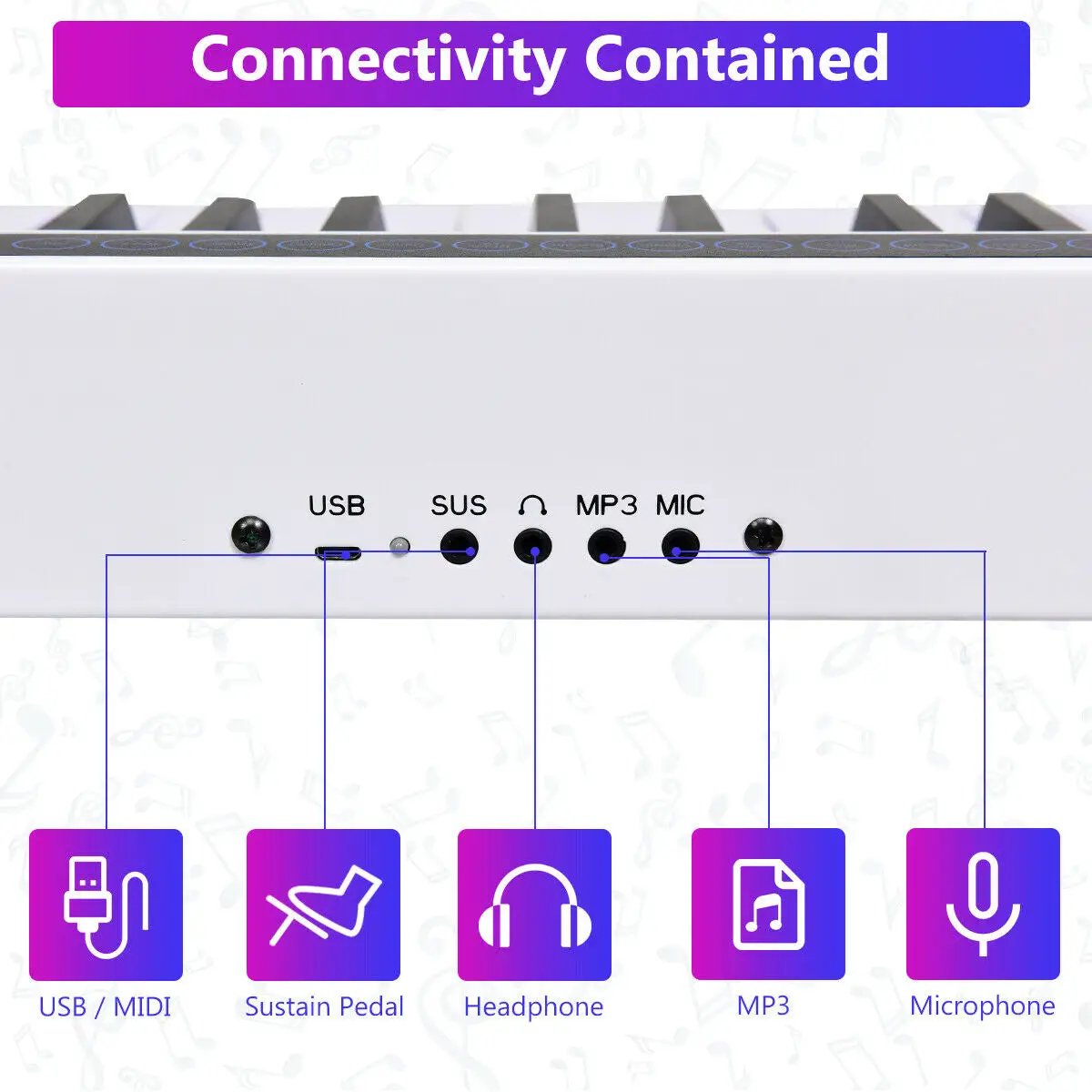 88-Key Portable Electronic Piano with Voice Function by DirectDeals
