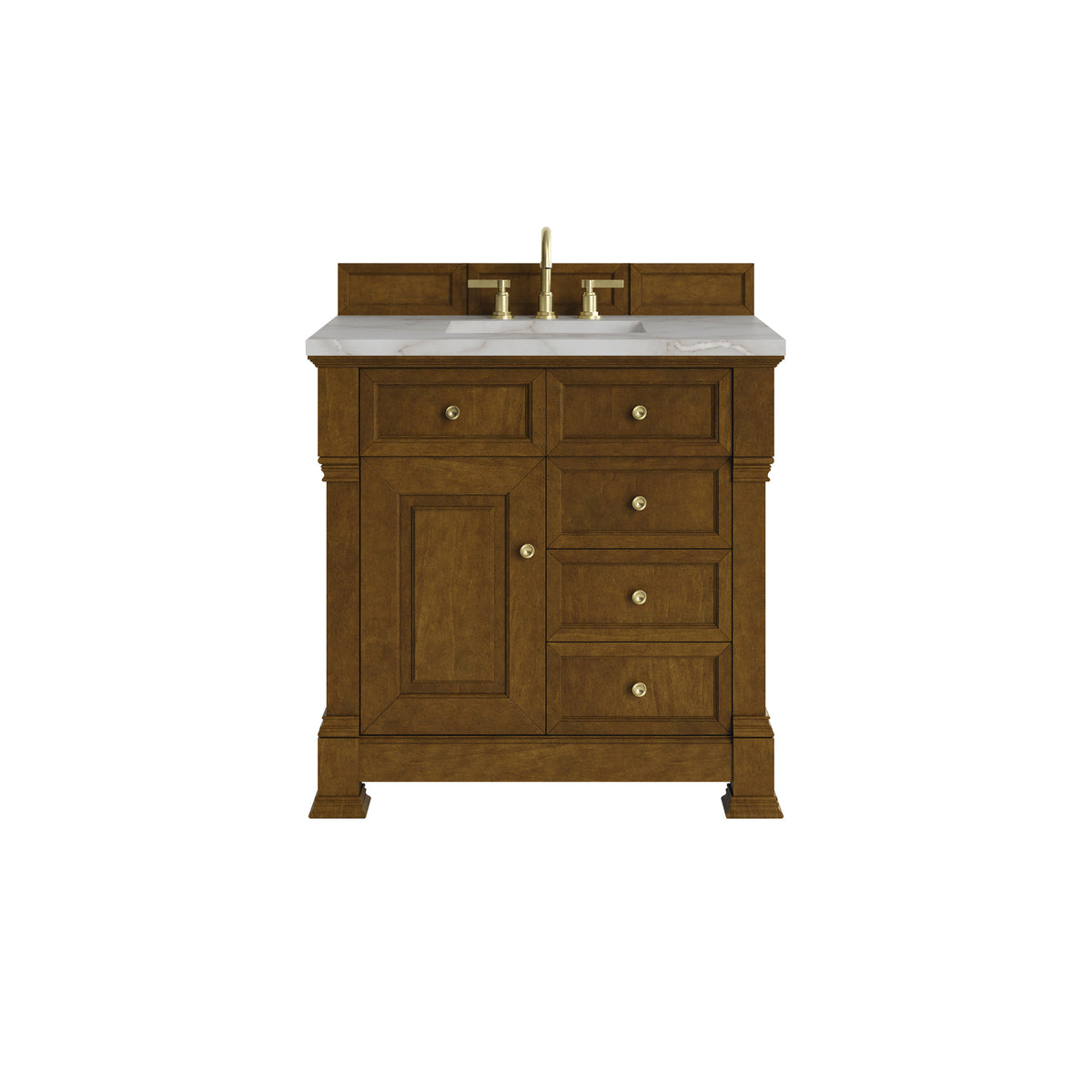 James Martin Brookfield 36" Single Bathroom Vanity, Honey Oak with Victorian Silver countertop