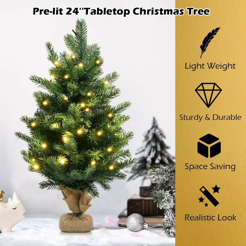 24 Inch Tabletop Fir Artificial Christmas Tree with LED Lights by DirectDeals