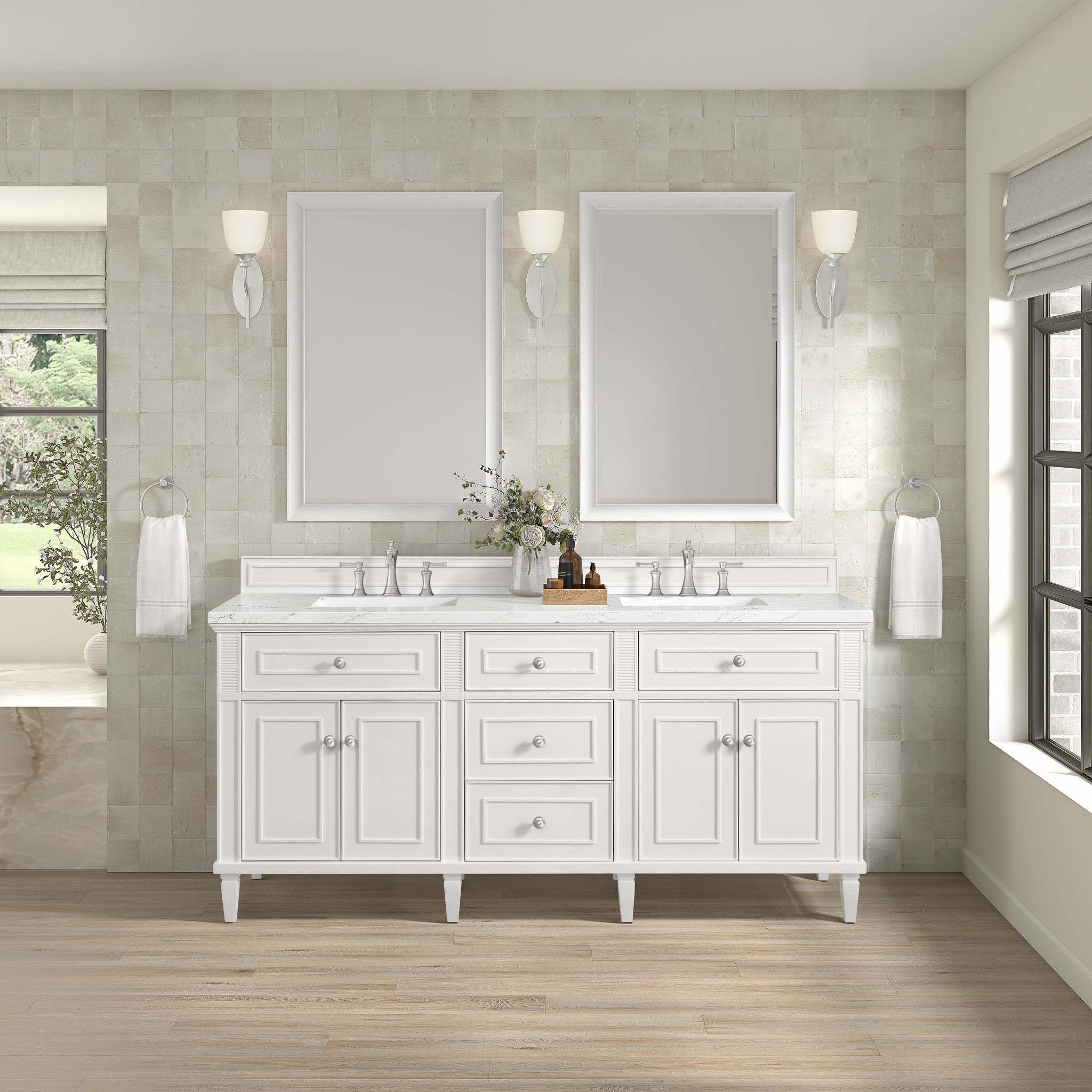 James Martin Lorelai 72" Double Bathroom Vanity, Bright White by James Martin