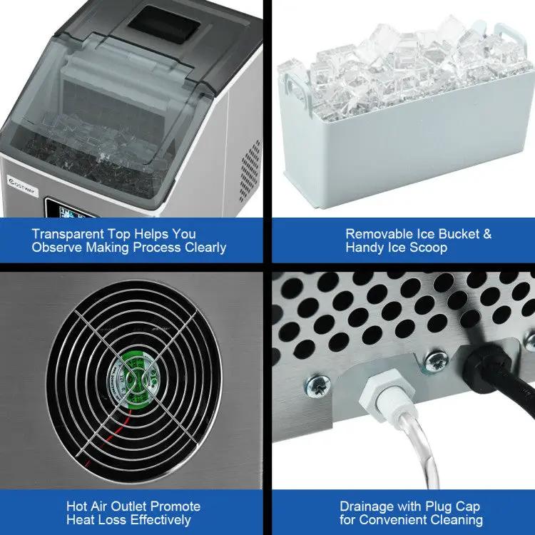 48lbs Stainless Ice Maker with LCD & Self-Cleaning by DirectDeals