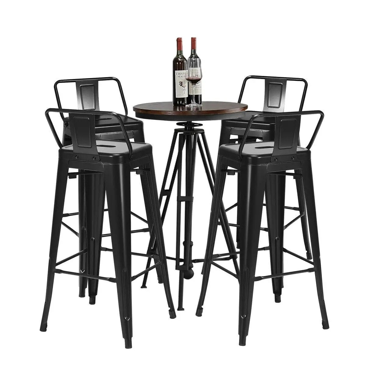 30 Inch Set of 4 Metal Counter Height Barstools with Low Back and Rubber Feet by DirectDeals