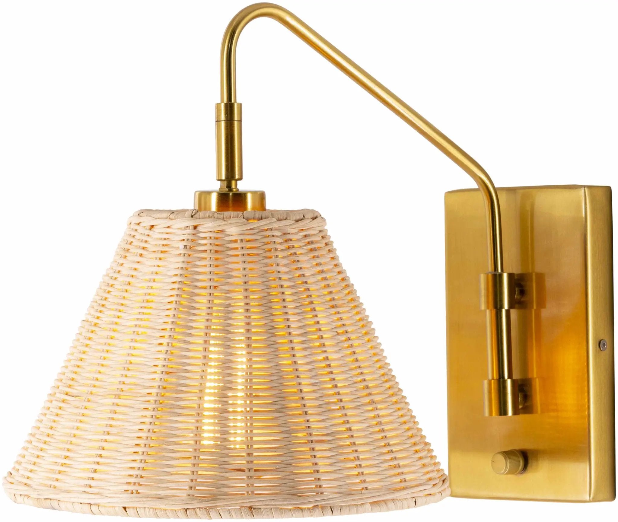 Gabas Gold Iron Rattan Wall Sconces by Boutique Rugs