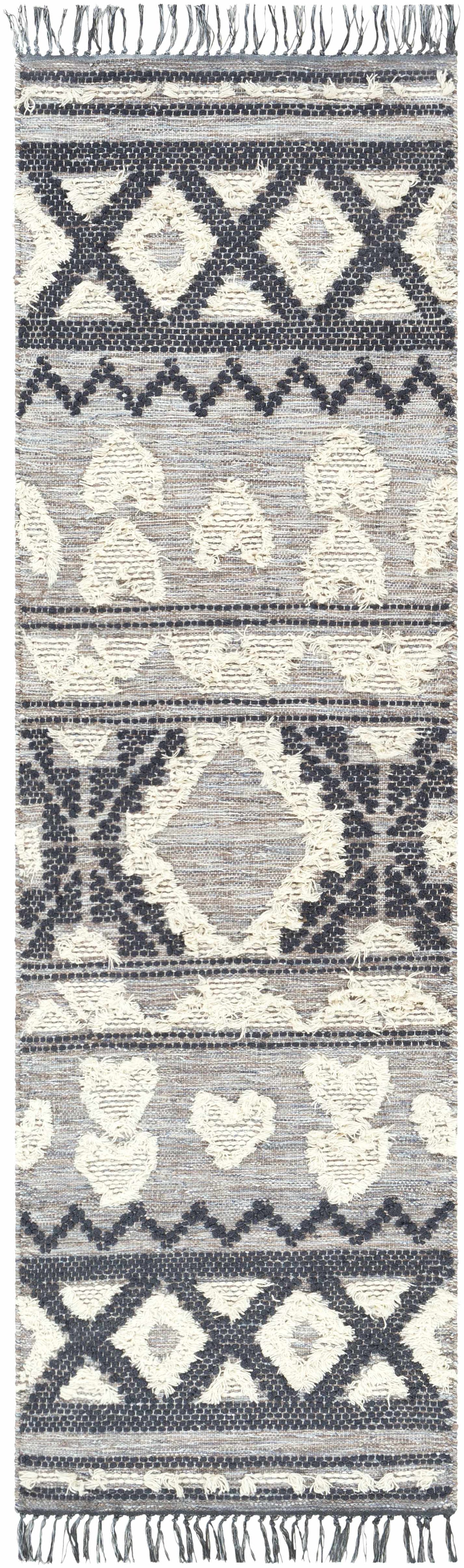 Gakona High-Low Cream&Blue Wool Rug - Clearance by Boutique Rugs