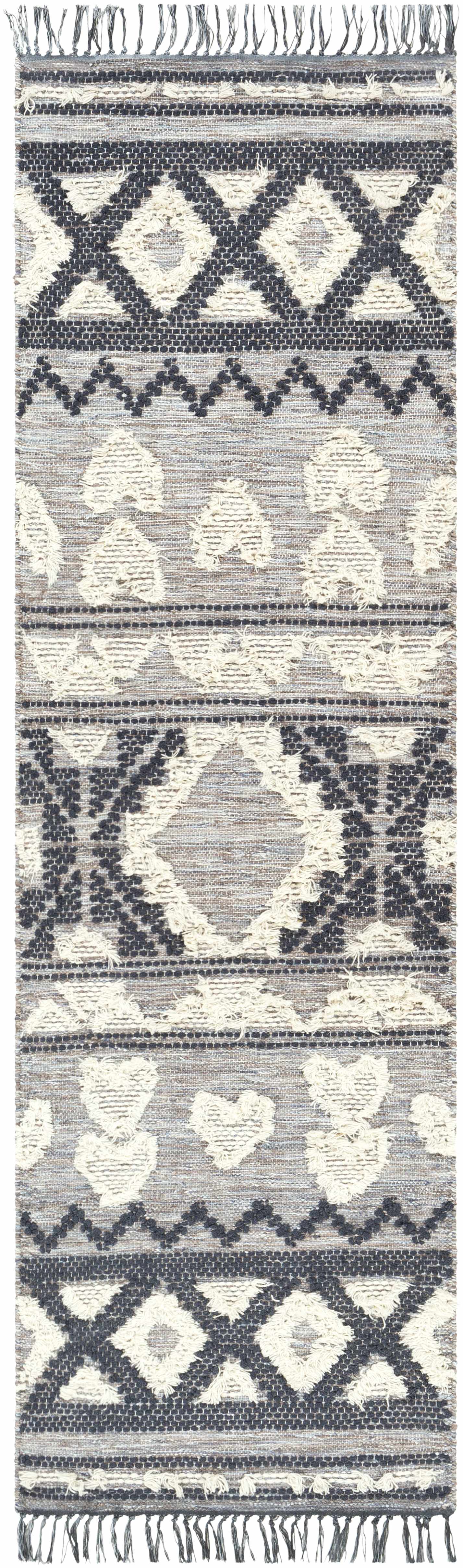 Gakona High-Low Cream&Blue Wool Rug - Clearance by Boutique Rugs
