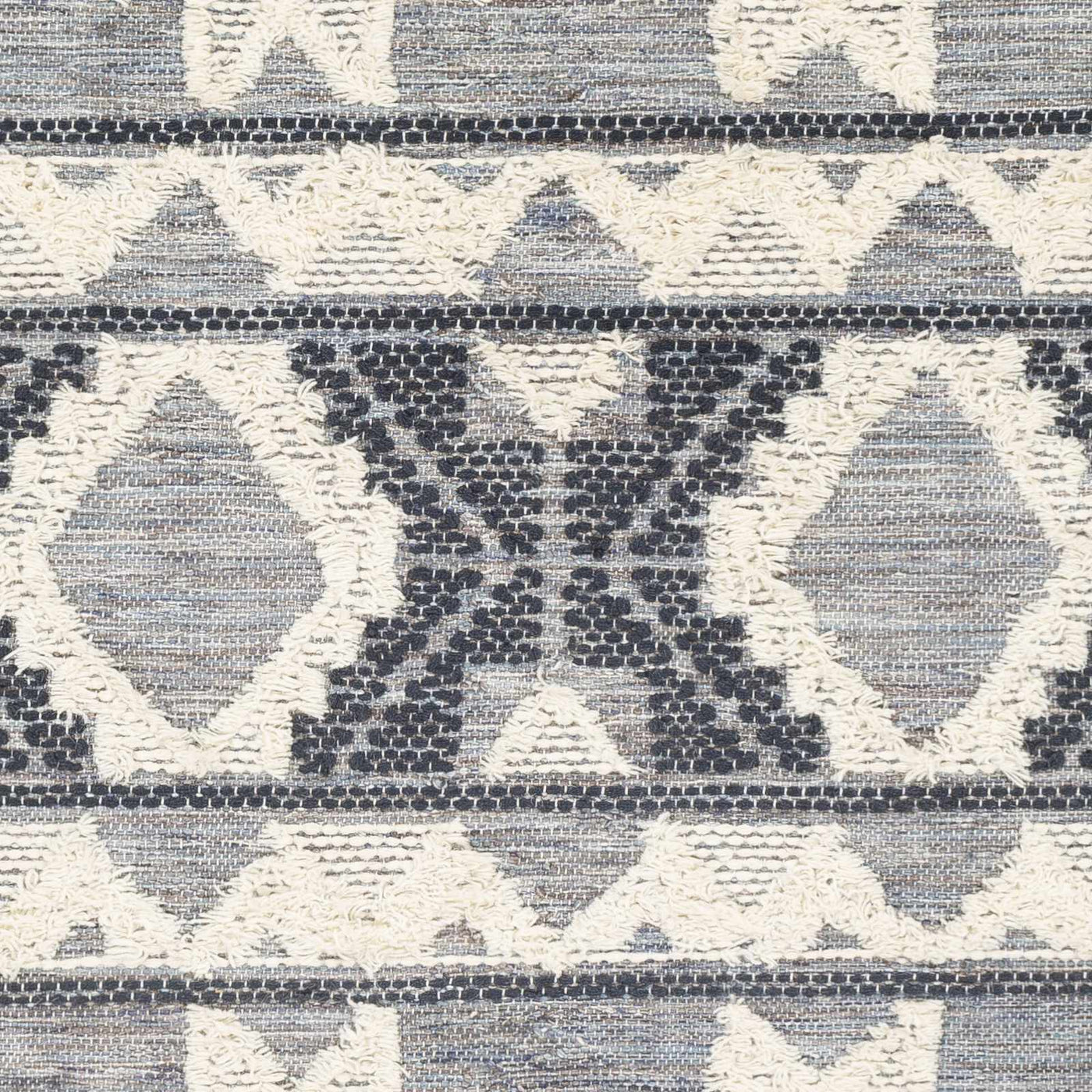 Gakona High-Low Cream&Blue Wool Rug - Clearance by Boutique Rugs