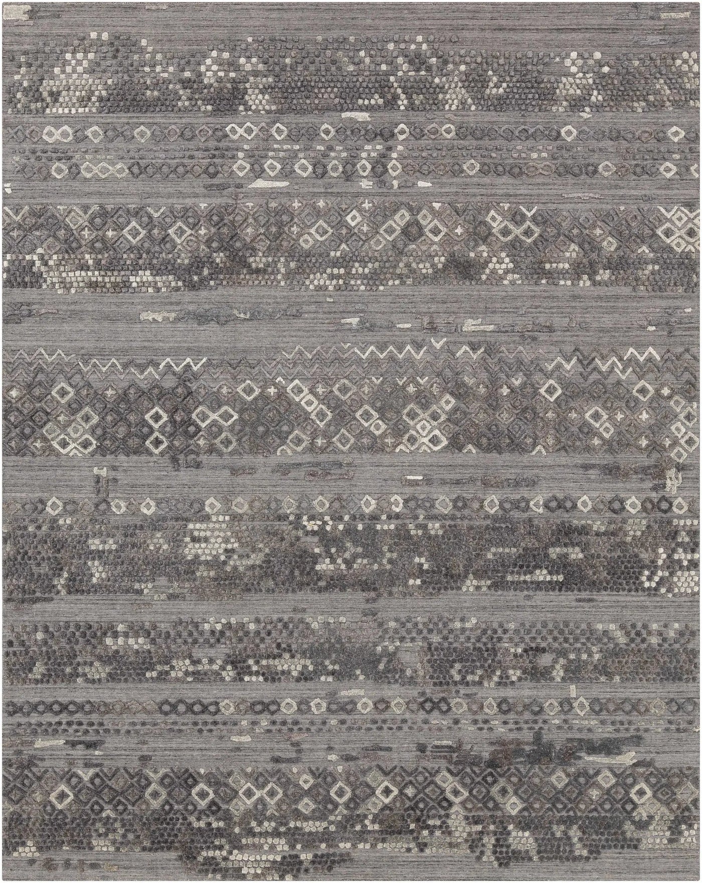 Galchutt Embossed Gray Premium Viscose&Wool Rug - Clearance by Boutique Rugs