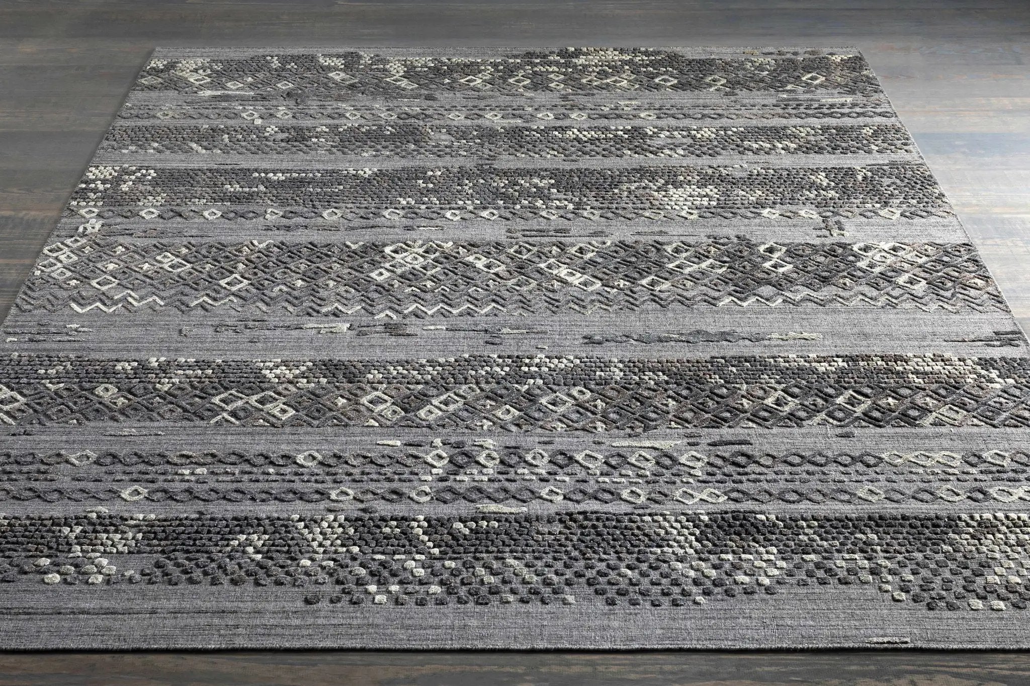 Galchutt Embossed Gray Premium Viscose&Wool Rug - Clearance by Boutique Rugs