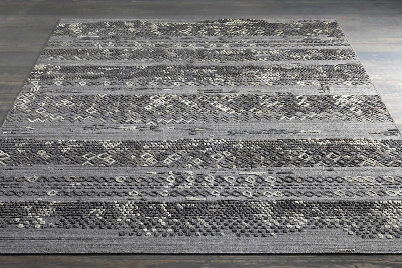 Galchutt Embossed Gray Premium Viscose&Wool Rug - Clearance by Boutique Rugs