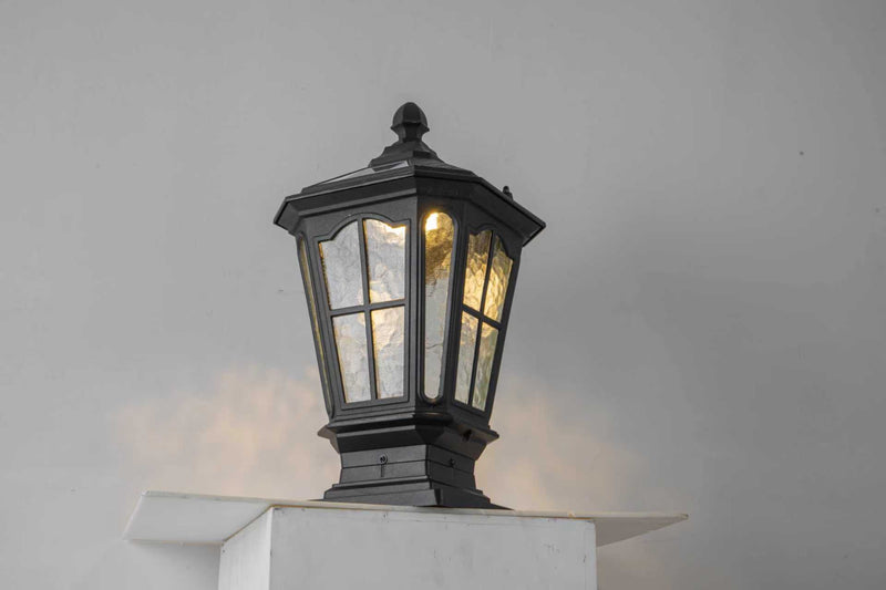 Garden Post Light Black Aluminum Outdoor Column Light with Vintage European Design - Black