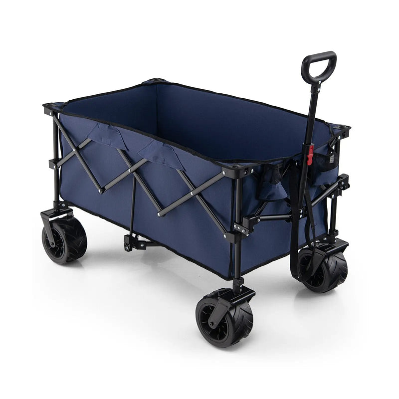 Folding Utility Garden Cart with Wide Wheels and Adjustable Handle by DirectDeals