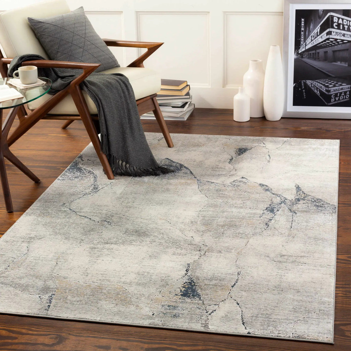 Gasquet Gray Marble Textured Luxe Rug by Boutique Rugs