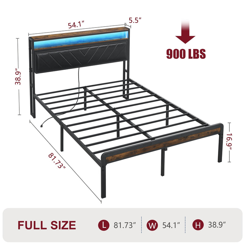 Full Size Metal Platform Bed Frame with Adjustable Upholstered Headboard, photo 10 of 10