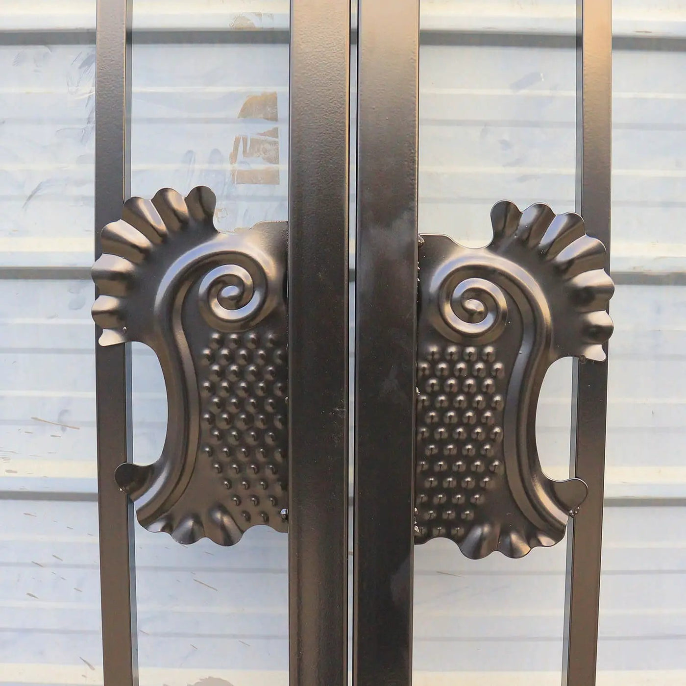 14x8 ft Steel Dual Swing Driveway Gate with Wider Goalposts by Chery Industrial