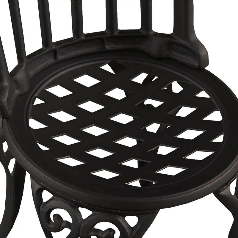 Black Ornate Outdoor Patio Garden Aluminum 3 Piece Bistro Set by Sharicks