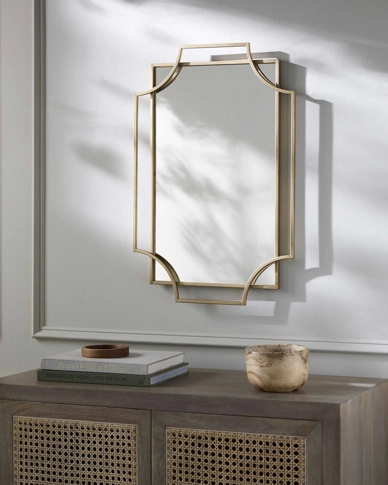 Golasecca Brass Frame Gold Mirror by Boutique Rugs