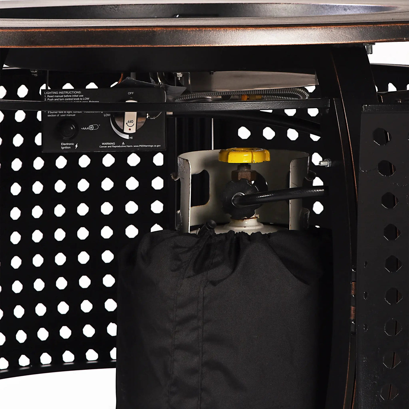 Black Aluminum Fire Table Set with Four Club Chairs by Sharicks