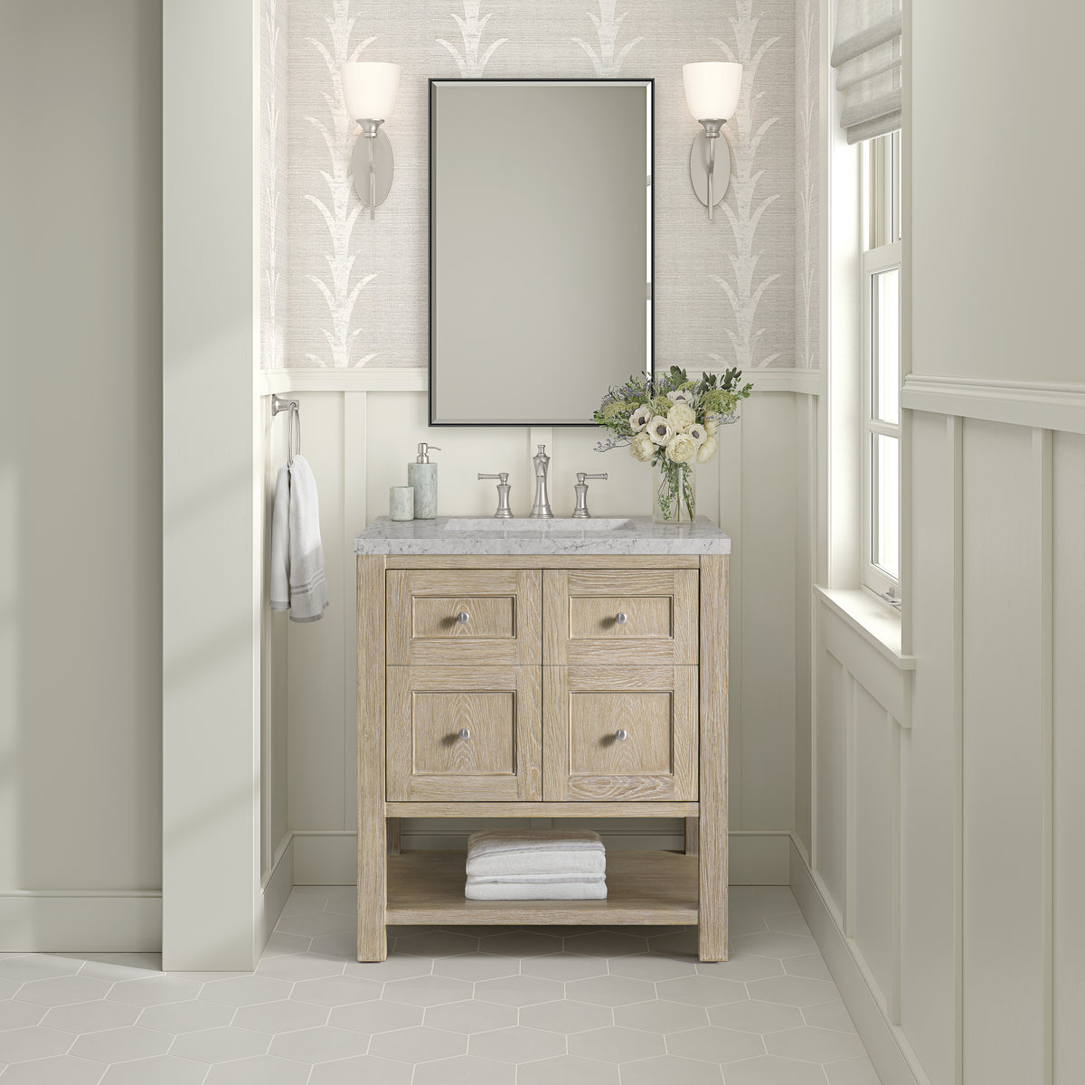 James Martin Breckenridge 30" Single Bathroom Vanity, Whitewashed Oak, view 39
