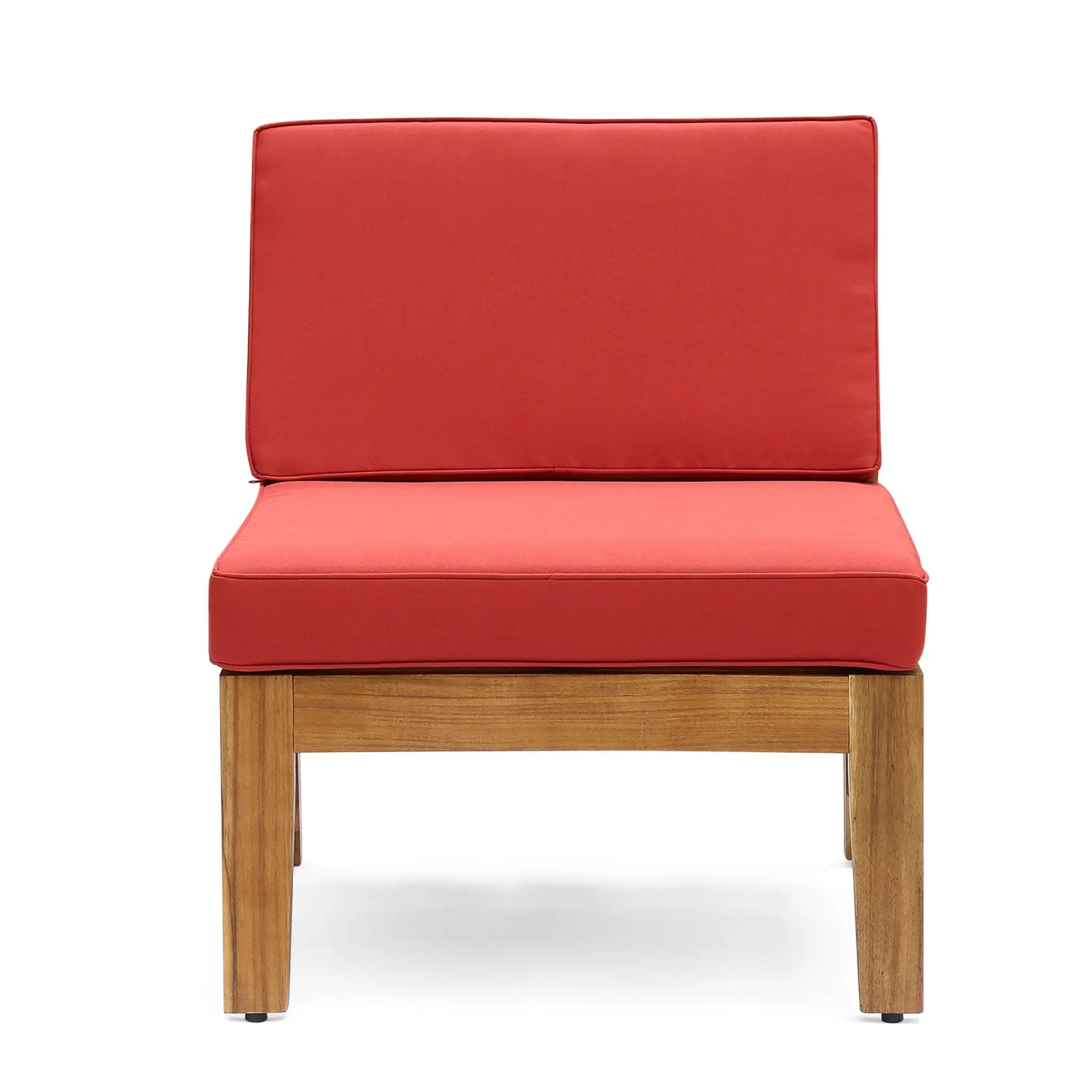 Grenada 8 Seater Acacia Wood Sectional Sofa Set, Teak + Red by HouseOfZazla