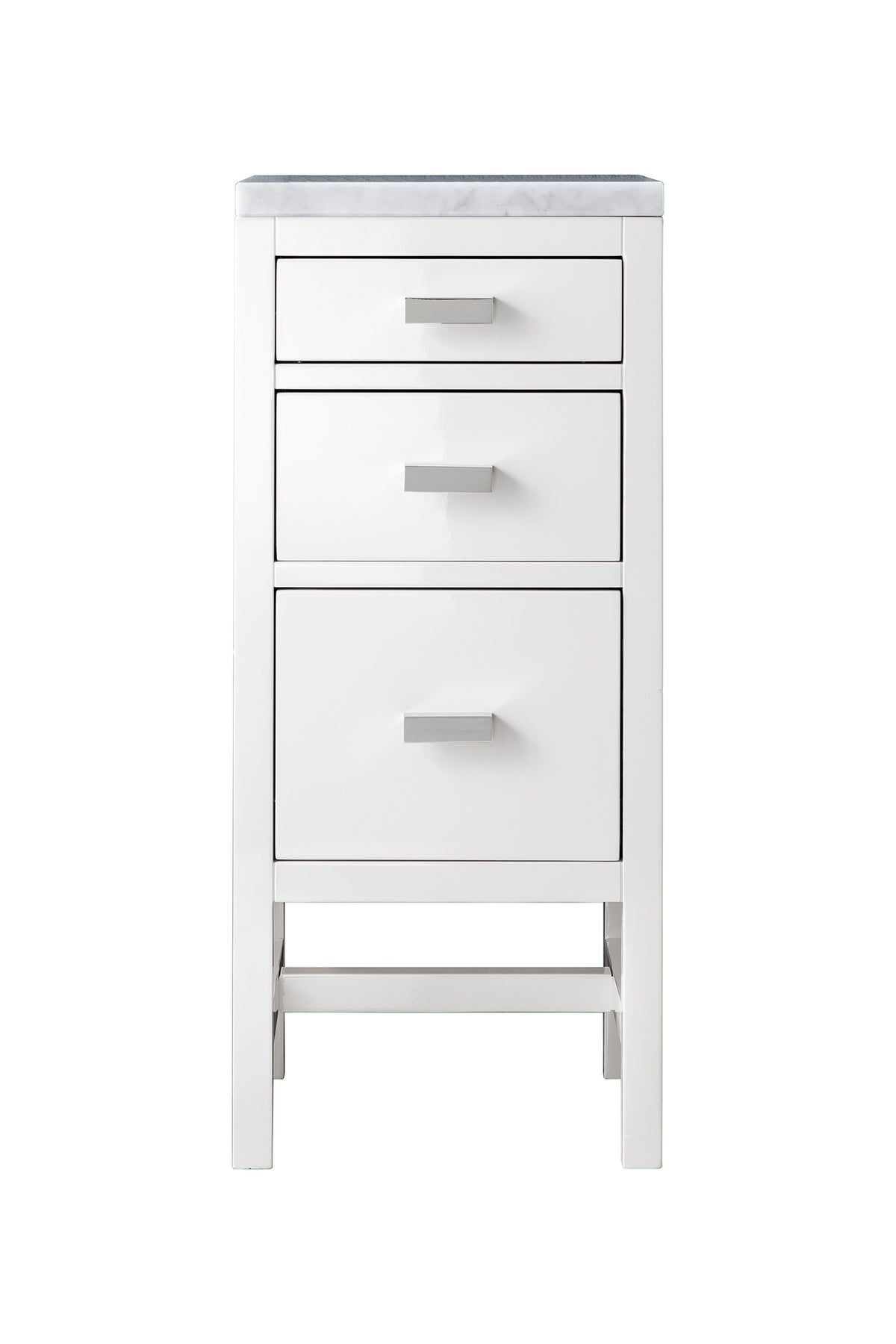 James Martin Addison 15" Base Cabinet, Glossy White with Carrara White countertop