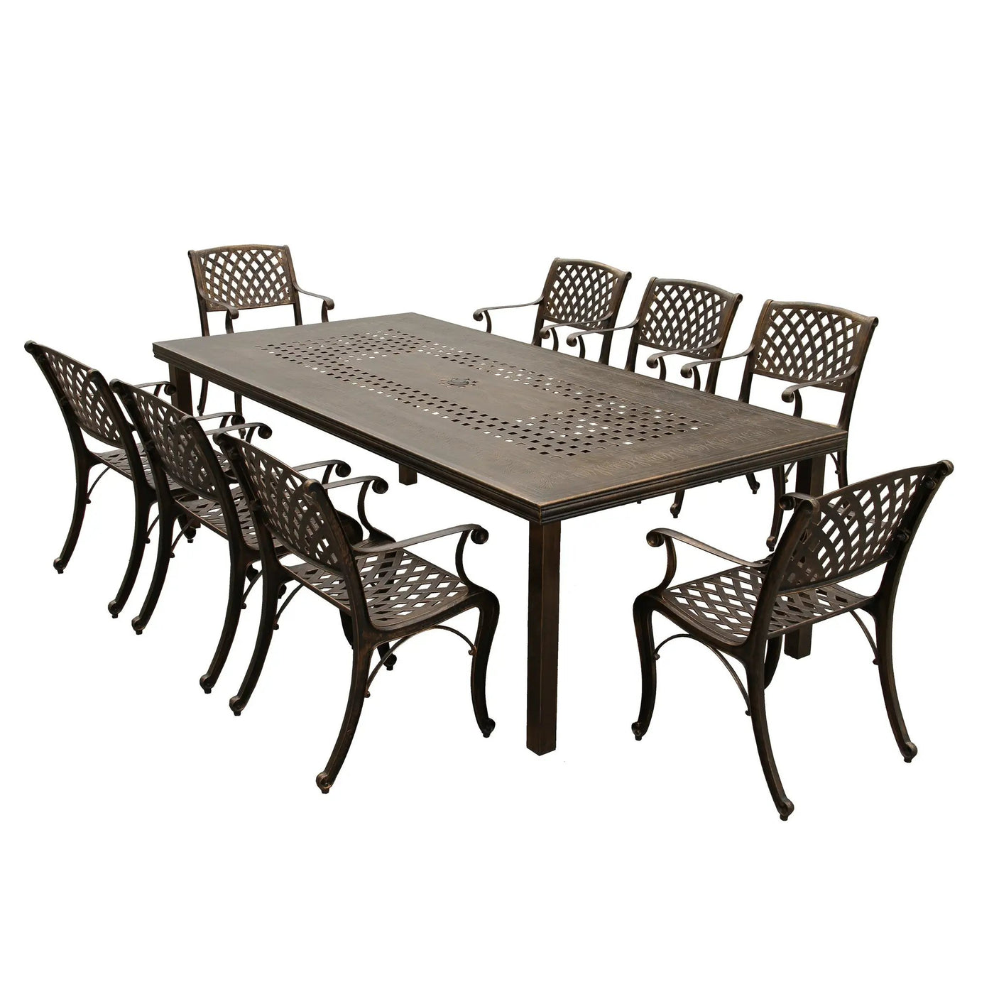 Outdoor Aluminum 9pc Rectangular Patio Dining Set with Eight Chairs by Sharicks
