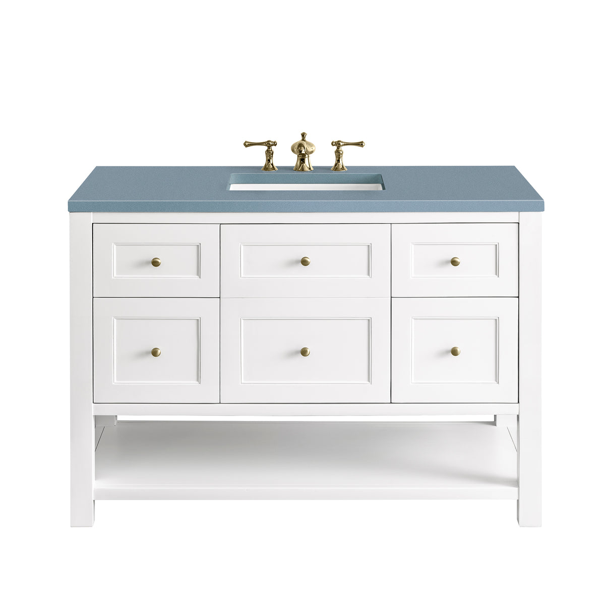 James Martin Breckenridge 48" Single Bathroom Vanity, Bright White with Cala Blue countertop