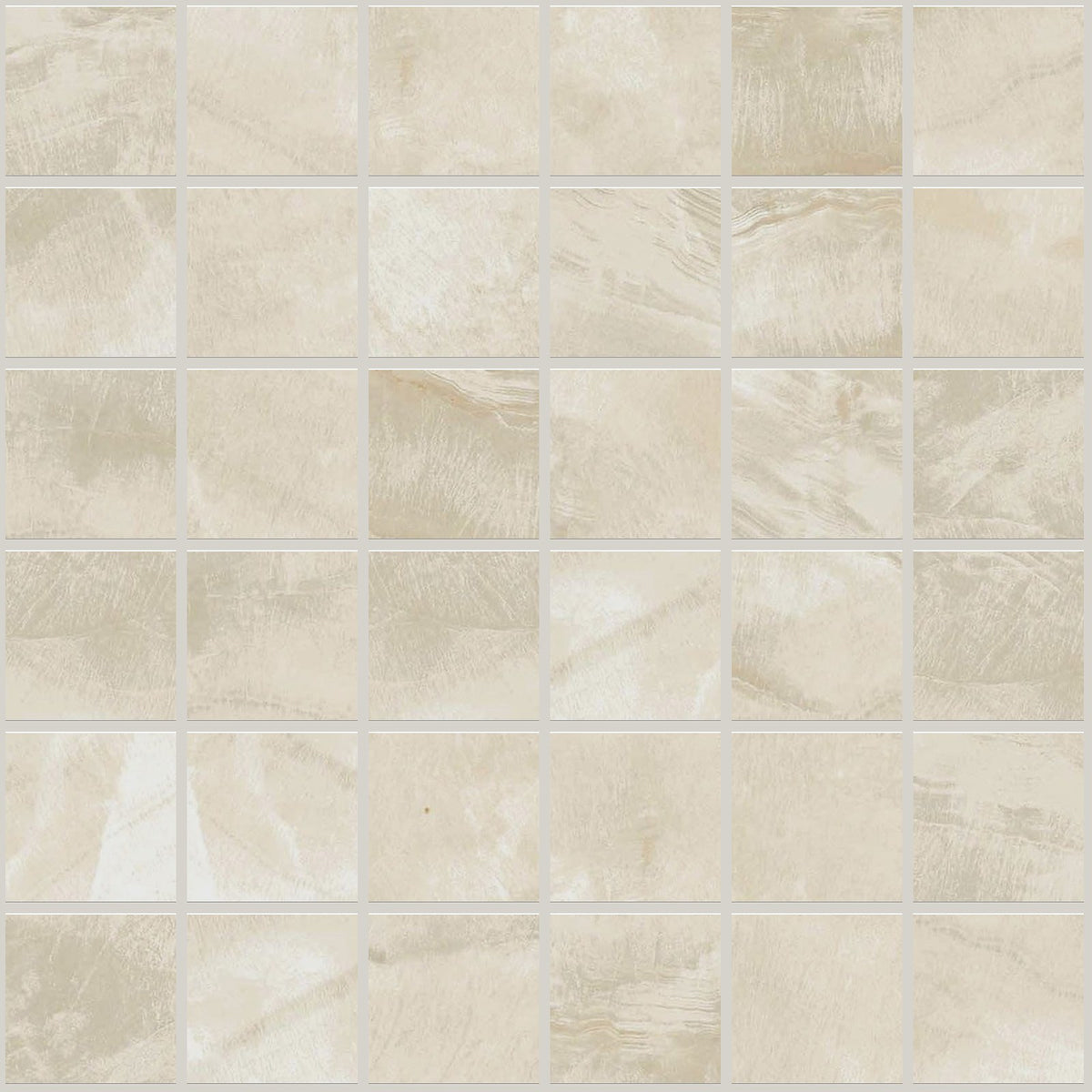 Gemma Beige Onyx Honed 2x2 Marble Look Porcelain Mosaics 12x12 mosaic sheet